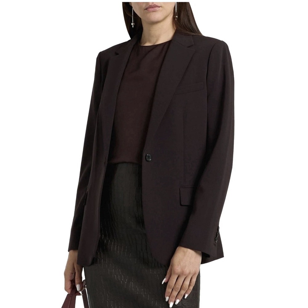 Theory Womens Admiral Crepe Staple Blazer Size 10 Hickory NWT $495